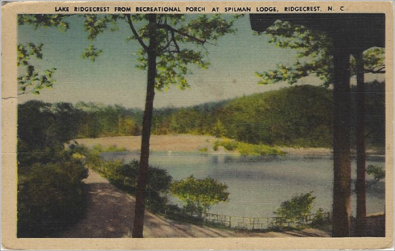 Lake Ridgecrest from Recreational Porch at Spilman Lodge, Ridgecrest NC (same as a3324, but without A) x19-whitmans3324a02-f
